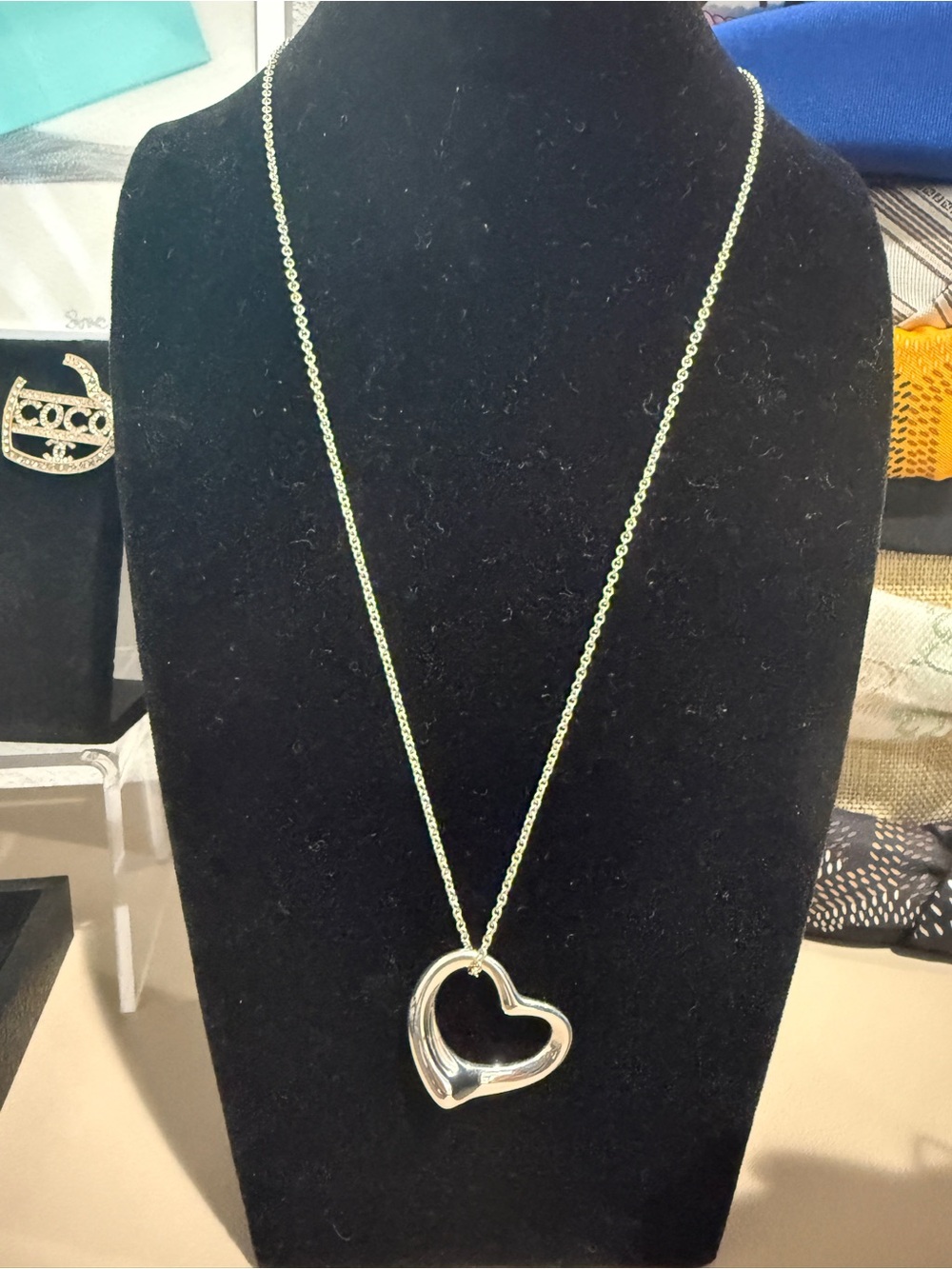 Authentic Tiffany & co Elsa Peretti Open Heart Pendant Necklace - 925 Sterling
